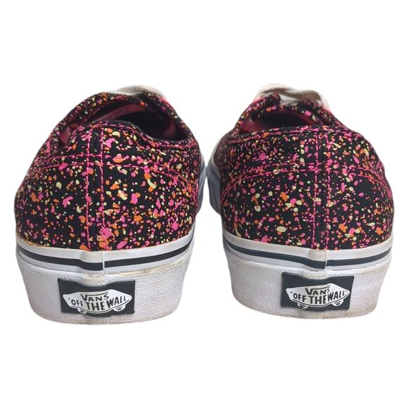 Vans Authentic Neon Paint Splatter Lace Up Sneakers Black Pink 7 Men 8.5 Women - Picture 4 of 8